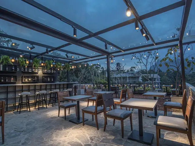 Terrace of the Ella Heritage restaurant at dusk